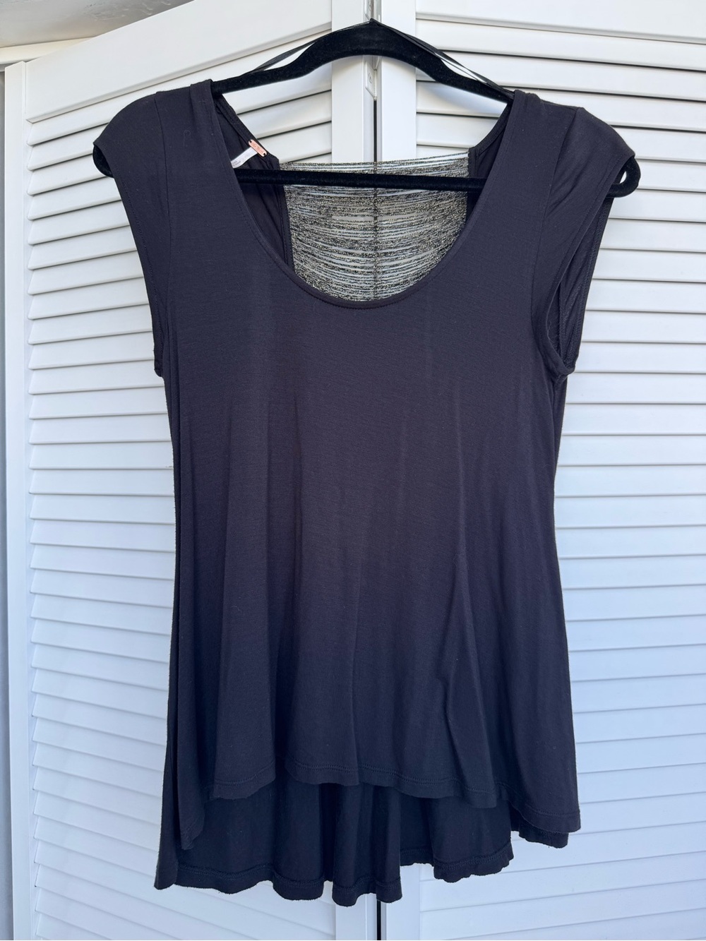 Free People Black Scoop Neck Cap Sleeve Tank